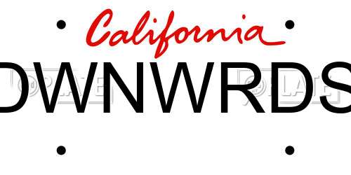 DWNWRDS California License Plate