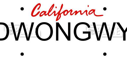 DWONGWY California License Plate