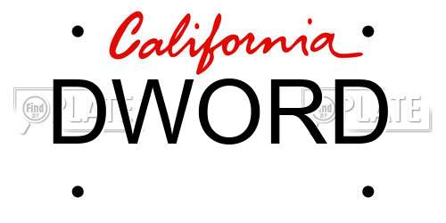 DWORD California License Plate