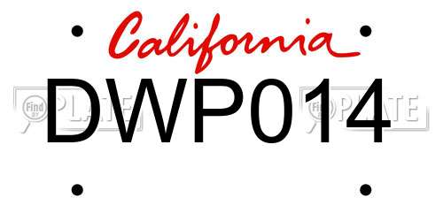 DWP014 California License Plate