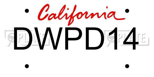 DWPD14 California License Plate