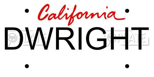 DWRIGHT California License Plate