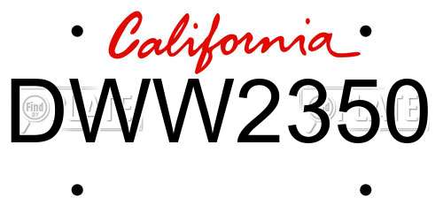 DWW2350 California License Plate