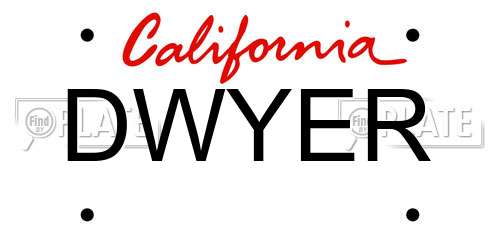 DWYER California License Plate