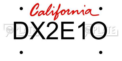 DX2E1O California License Plate