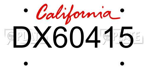 DX60415 California License Plate