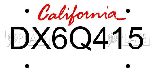 DX6Q415 California License Plate