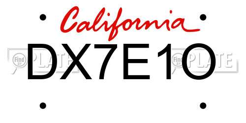 DX7E1O California License Plate