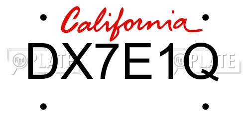 DX7E1Q California License Plate