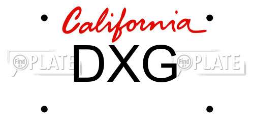 DXG California License Plate