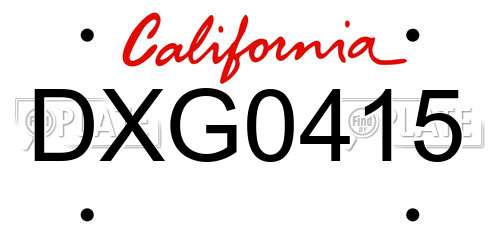 DXG0415 California License Plate