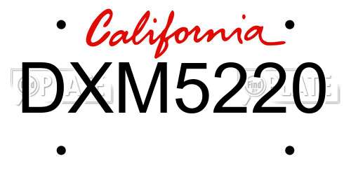 DXM5220 California License Plate