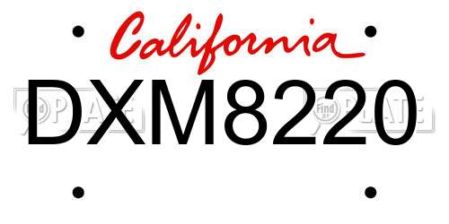 DXM8220 California License Plate