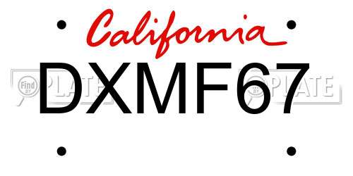 DXMF67 California License Plate