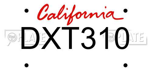 DXT310 California License Plate