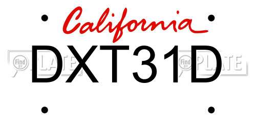 DXT31D California License Plate