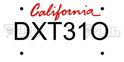 DXT31O California License Plate