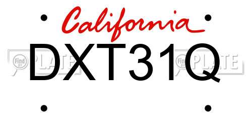 DXT31Q California License Plate