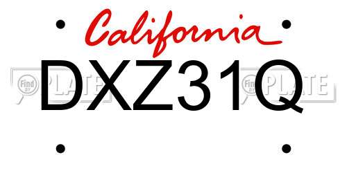 DXZ31Q California License Plate
