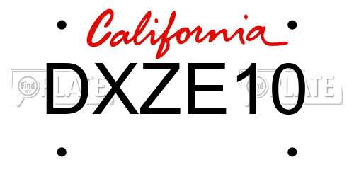 DXZE10 California License Plate