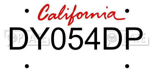 DY054DP California License Plate