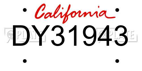 DY31943 California License Plate
