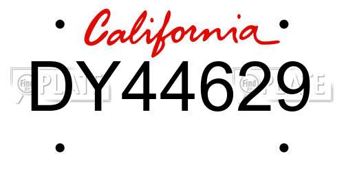 DY44629 California License Plate