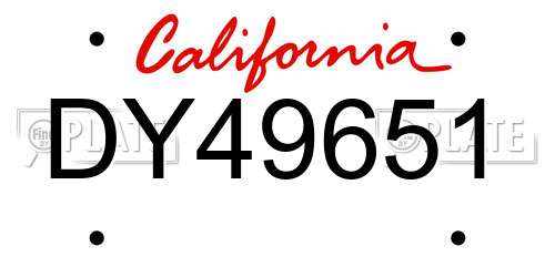DY49651 California License Plate
