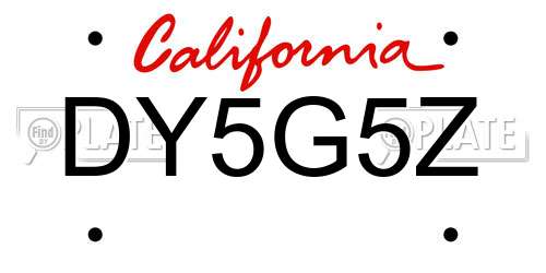 DY5G5Z California License Plate