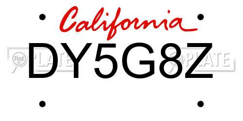 DY5G8Z California License Plate