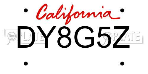 DY8G5Z California License Plate