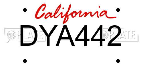 DYA442 California License Plate