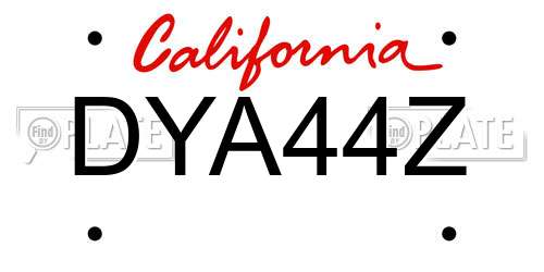 DYA44Z California License Plate