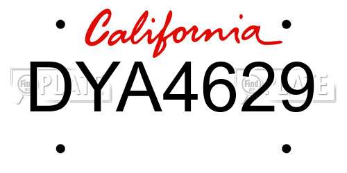 DYA4629 California License Plate