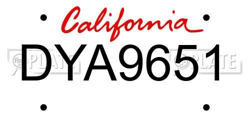 DYA9651 California License Plate