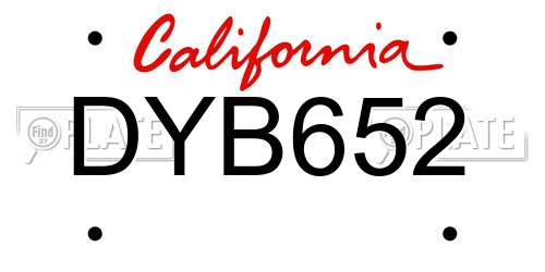 DYB652 California License Plate