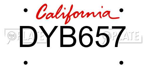 DYB657 California License Plate
