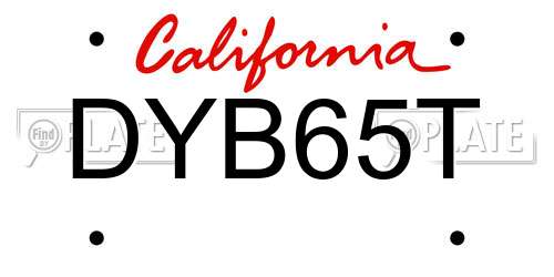 DYB65T California License Plate