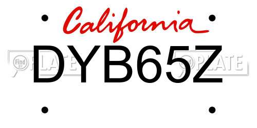 DYB65Z California License Plate