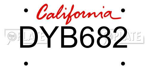 DYB682 California License Plate