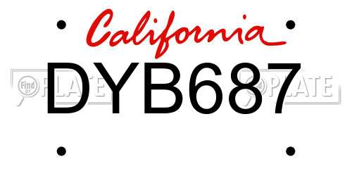 DYB687 California License Plate