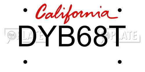 DYB68T California License Plate