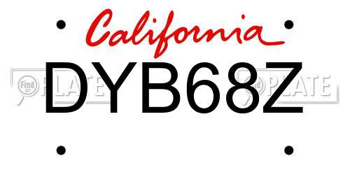 DYB68Z California License Plate
