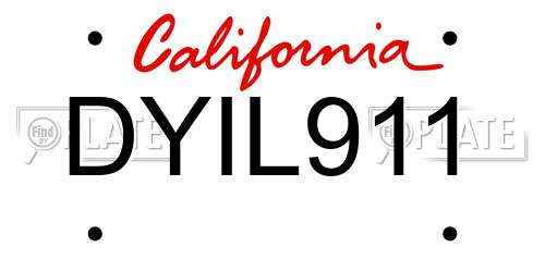 DYIL911 California License Plate