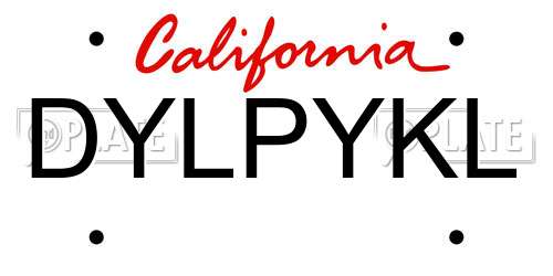 DYLPYKL California License Plate