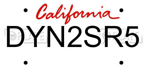 DYN2SR5 California License Plate