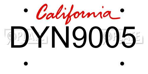 DYN9005 California License Plate