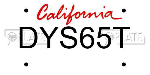 DYS65T California License Plate