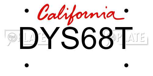 DYS68T California License Plate