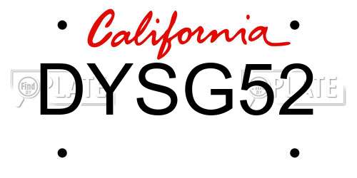 DYSG52 California License Plate